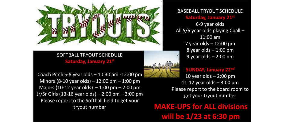TRYOUT Schedule